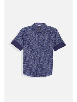 Allen Solly - Boys Navy Blue Slim Fit Print Casual Shirt