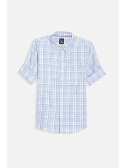 Allen Solly - Boys Light Blue Slim Fit Checks Casual Shirt