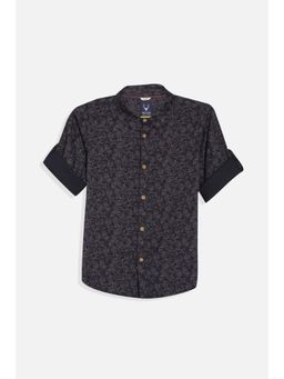 Allen Solly - Boys Navy Blue Slim Fit Print Casual Shirt