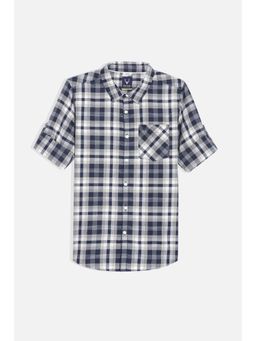 Allen Solly - Boys Navy Blue Slim Fit Checks Casual Shirt
