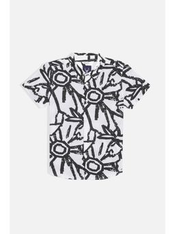 Allen Solly - Boys White Regular Fit Print Casual Shirt