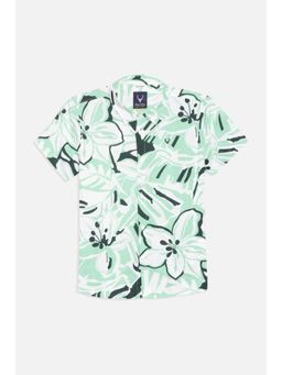 Allen Solly - Boys Green Regular Fit Print Casual Shirt