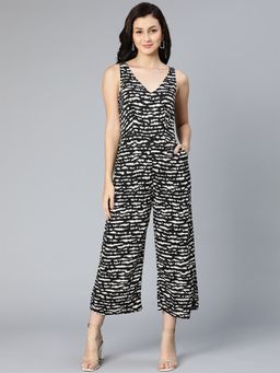 Oxolloxo - Zinggy Black Printed Women Casual Jumpsuits