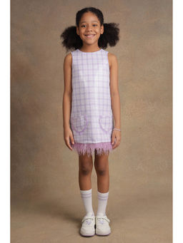 One Friday - Kids Girls Lilac Checks with Sequence Dress