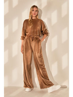 Trendyol - Beige Velour Tracksuit Trouser