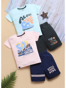 Toonyport - Boys Cotton Multi-Color Printed T-shirts & Shorts (Pack of 4)