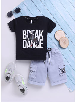 Toonyport - Boys Black Printed T-Shirt and Shorts (Set of 2)