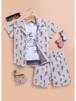 Toonyport - Boys Premium Beige Shirts T-Shirt and Shorts (Set of 3)