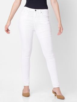 Spykar - White Cotton Super Skinny Fit Ankle Length Jeans for Women