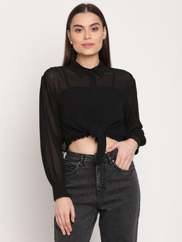 Madame - Women Black Solid Comfort Casual Shirt