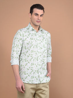 CRIMSOUNE CLUB - Mens Green Printed Cotton Shirt