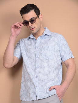 CRIMSOUNE CLUB - Mens Blue Floral Print Shirt