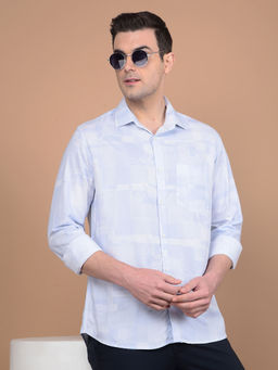 CRIMSOUNE CLUB - Mens Blue Printed Shirt