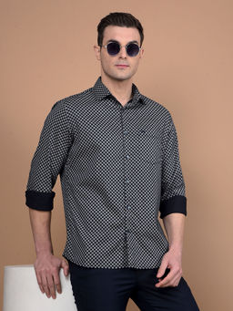 CRIMSOUNE CLUB - Mens Black Printed Full Sleeves Shirt