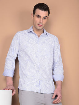 CRIMSOUNE CLUB - Mens Purple Cotton Blend Printed Shirt