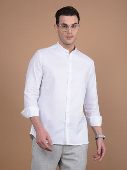 CRIMSOUNE CLUB - Mens White Cotton Textured Shirt