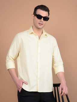 CRIMSOUNE CLUB - Mens Yellow Solid Modal Shirt