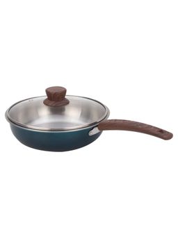 The Better Home - Teal Triply Frying Pan with Glass Lid, 1.5L