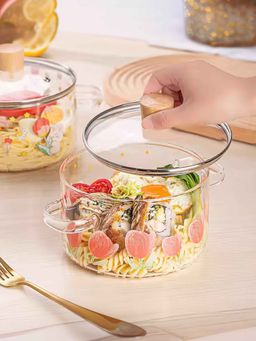The Better Home - Zeno Borosilicate Glass Cookware Tope with Lid & Handle