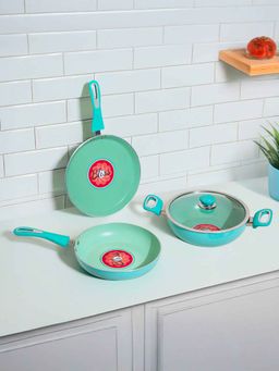 The Better Home - Blue Non Stick Cookware (Set Of 3)