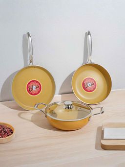 The Better Home - Yellow Non Stick Cookware (Set Of 3)
