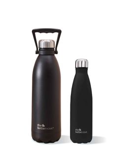 The Better Home - Black Insulated Water Bottle, Set Of 2