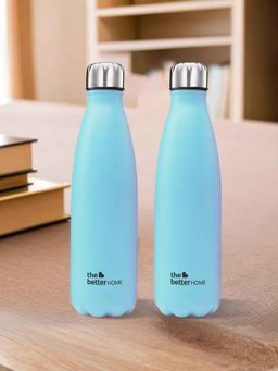 The Better Home - Blue Insulated Doubled Wall Stainless Steel Bottle, 1L, Pack Of 2