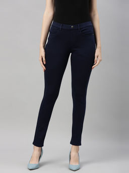 Go Colors - Women Navy Blue Solid Super Stretch Jeggings