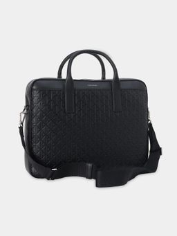 Calvin Klein - Logo Black Pu Laptop Bag with Detachable Strap