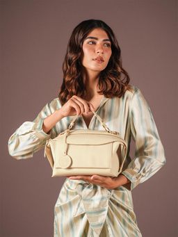 Theater - Women Explorer Cream Structured Satchel Bag