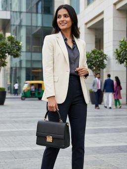 Yelloe - Black Top Handle Satchel Bag (M)