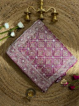 ZILIKAA - Plum Wine Zardozi Handwork Patola Munga Silk Saree with Unstitched Blouse