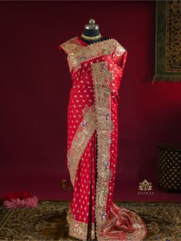 ZILIKAA - Red Special Banarasi Katan Silk Saree with Unstitched Blouse