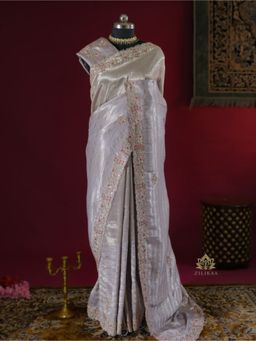 ZILIKAA - Lilac Purple Kanchi Tissue Silk Saree with Unstitched Blouse