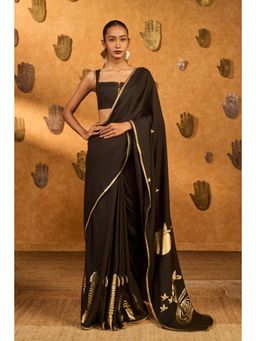 Masaba - Black Stillwater Bloom Saree with Unstitched Blouse