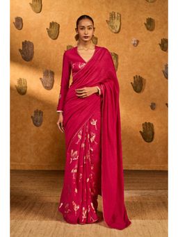 Masaba - Pink Crane Dawn Saree with Unstitched Blouse