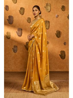 Masaba - Ochre Tea Blossom Saree with Unstitched Blouse
