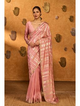 Masaba - Champagne Pink Midas Touch Saree with Unstitched Blouse
