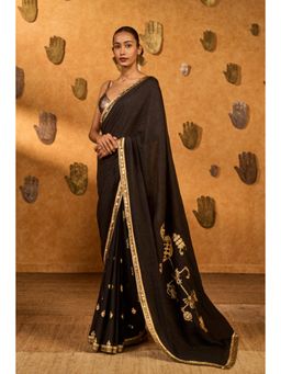 Masaba - Black Wish Drop Gota Saree with Unstitched Blouse