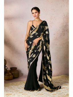 Masaba - Black Potters Touch Gota Saree with Unstitched Blouse