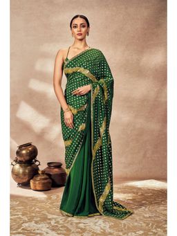Masaba - Green Palms Cape Gota Saree with Unstitched Blouse