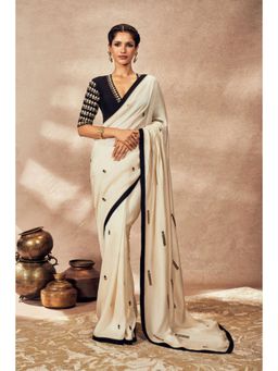 Masaba - Ivory Coin Work Saree with Unstitched Blouse