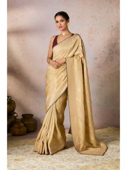 Masaba - Beige Jacquard Saree with Unstitched Blouse