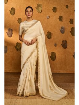 Masaba - Ivory Potters Touch Saree with Unstitched Blouse