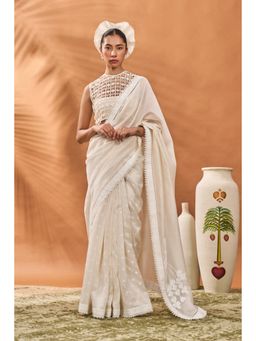 Masaba - Ivory All Fours Saree with Unstitched Blouse