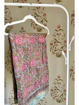 Old Marigold - Niamh Multi-Color Floral Printed Kota Saree with Unstitched Blouse