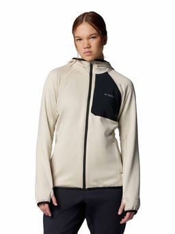 Columbia - Womens Beige Omni-Wick Triple Canyon Grid Fleece Hooded Full Zip Jacket