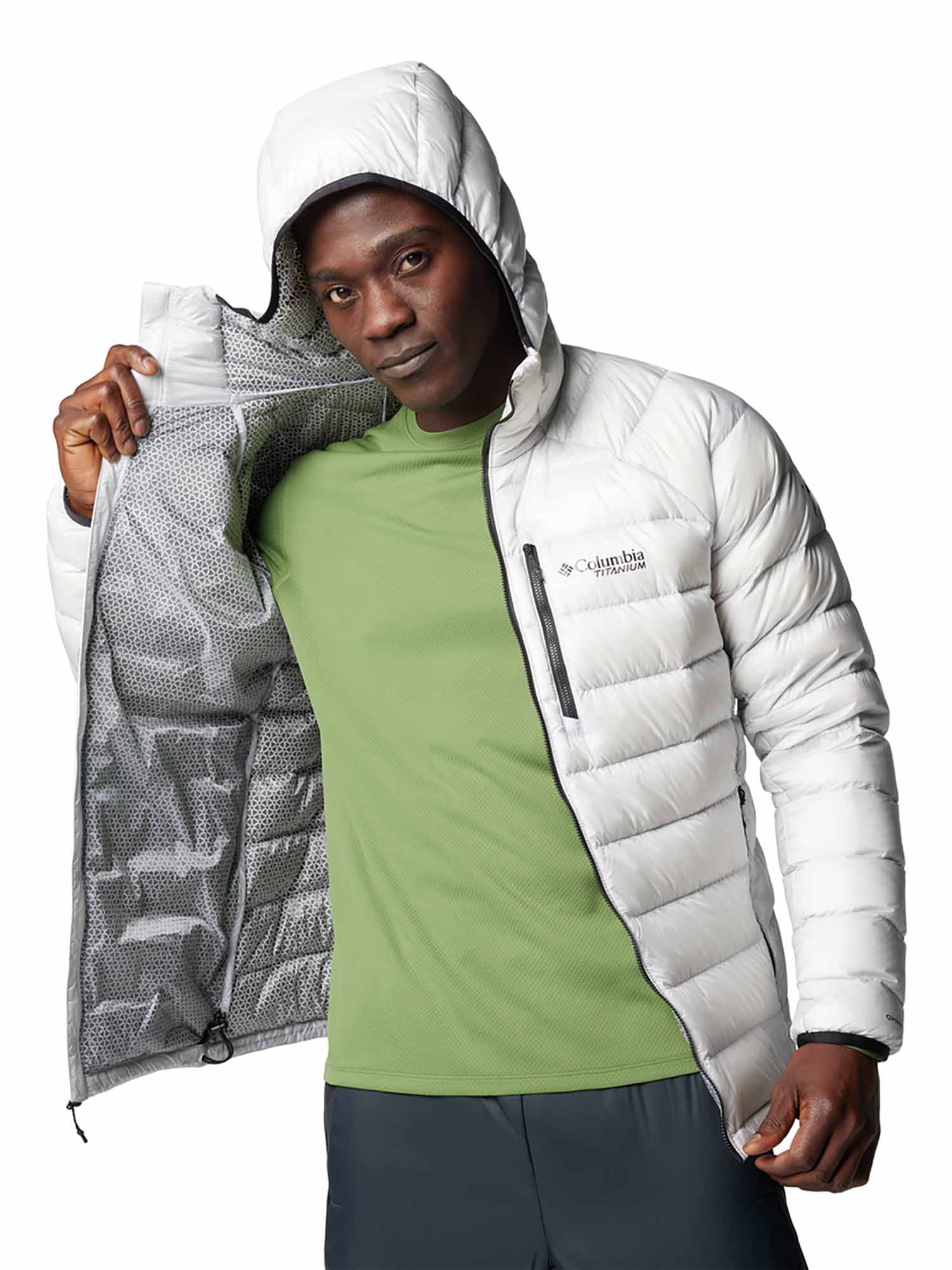 Buy Columbia Men White Arctic Crest Down Hooded Jacket (S) Online
