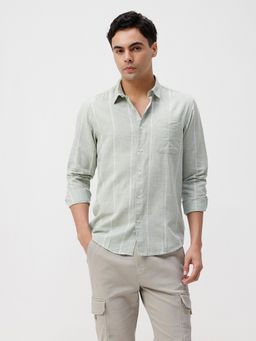 Crocodile - Jacquard Green Stripe Shirt