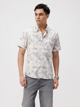 Crocodile - Beige Leaf Print Shirt